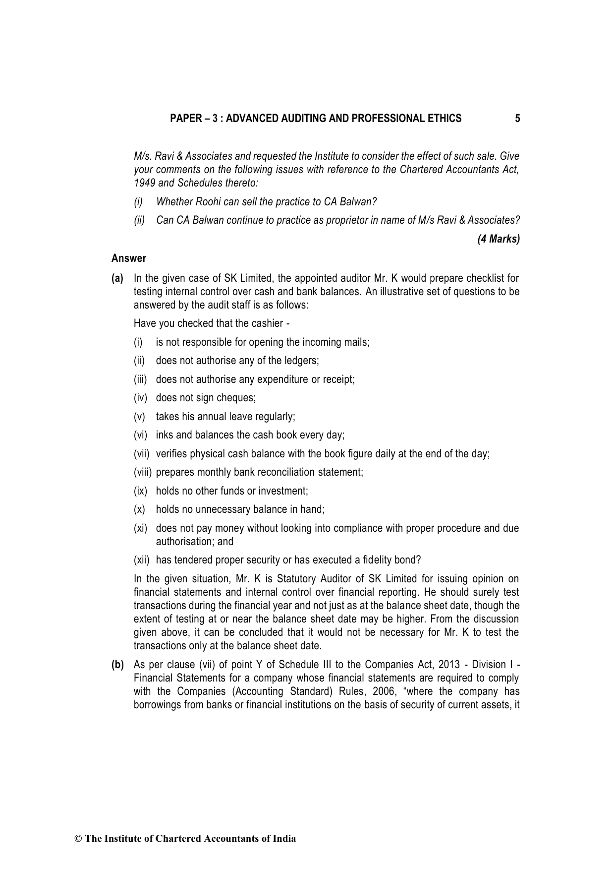 Advanced Auditing, Assurance and Professional Ethics May 2022, question page 5