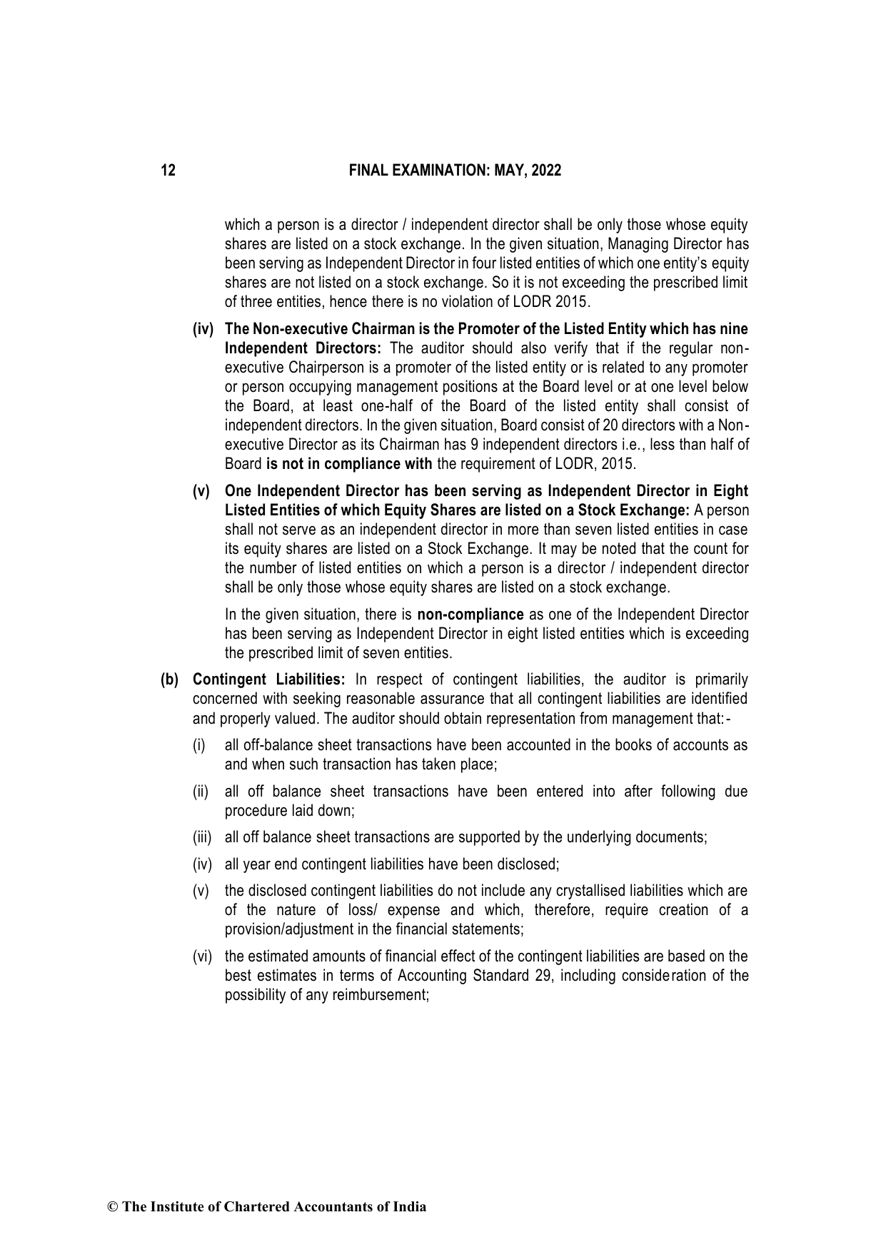 Advanced Auditing, Assurance and Professional Ethics May 2022, question page 12