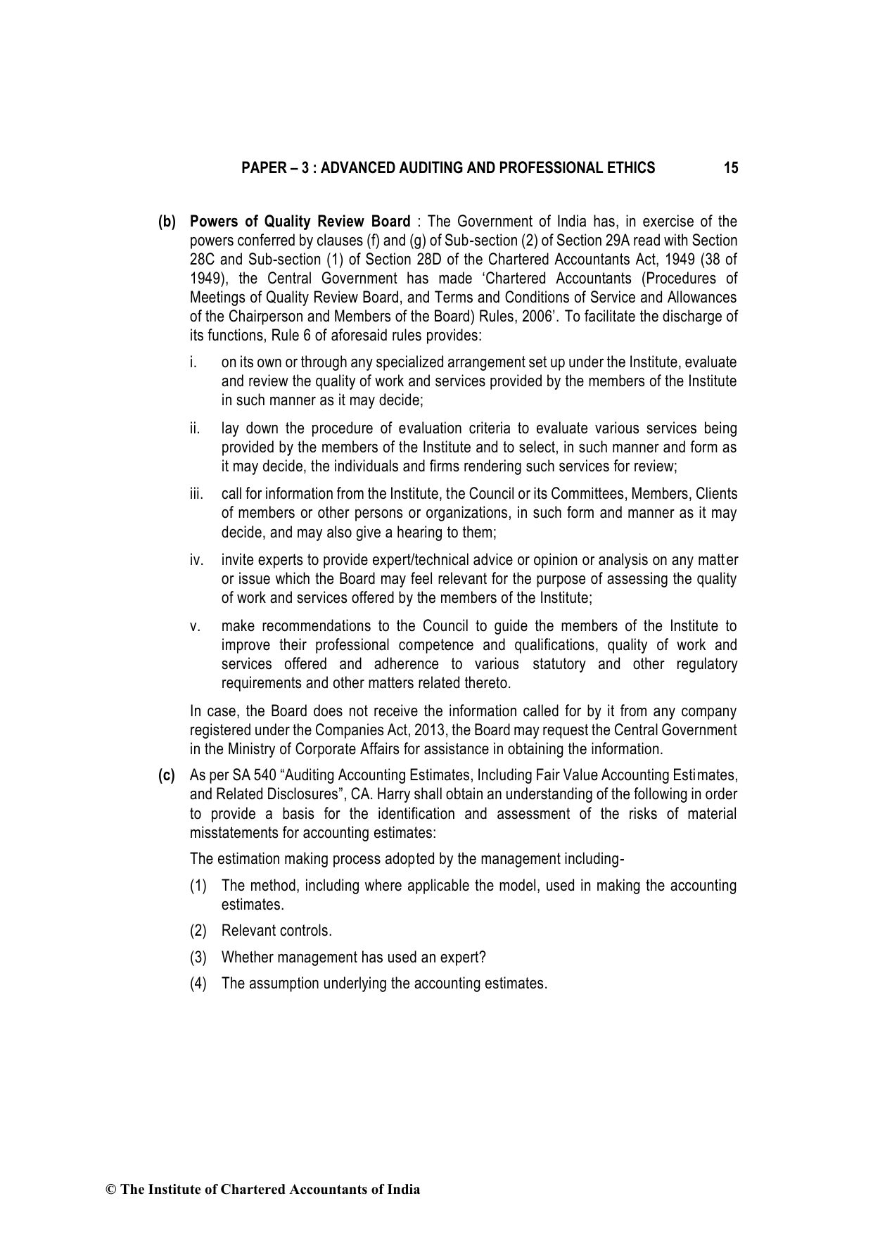 Advanced Auditing, Assurance and Professional Ethics May 2022, question page 15