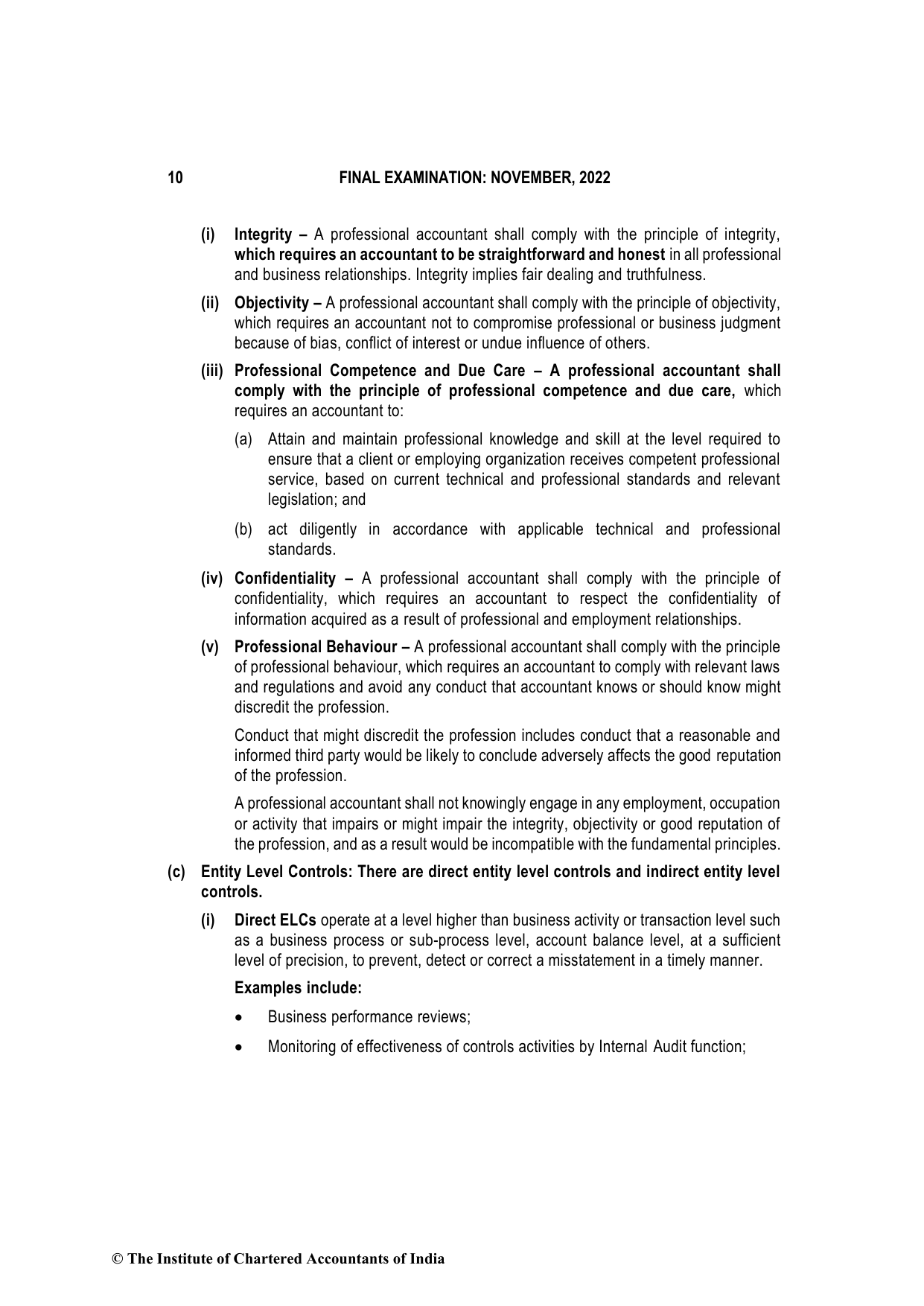 Advanced Auditing, Assurance and Professional Ethics November 2022, question page 10