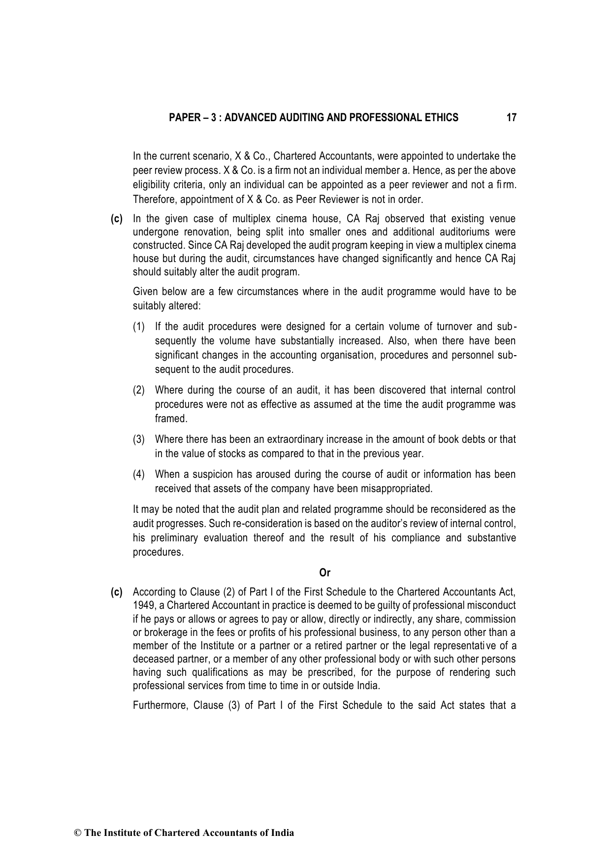 Advanced Auditing, Assurance and Professional Ethics November 2022, question page 17