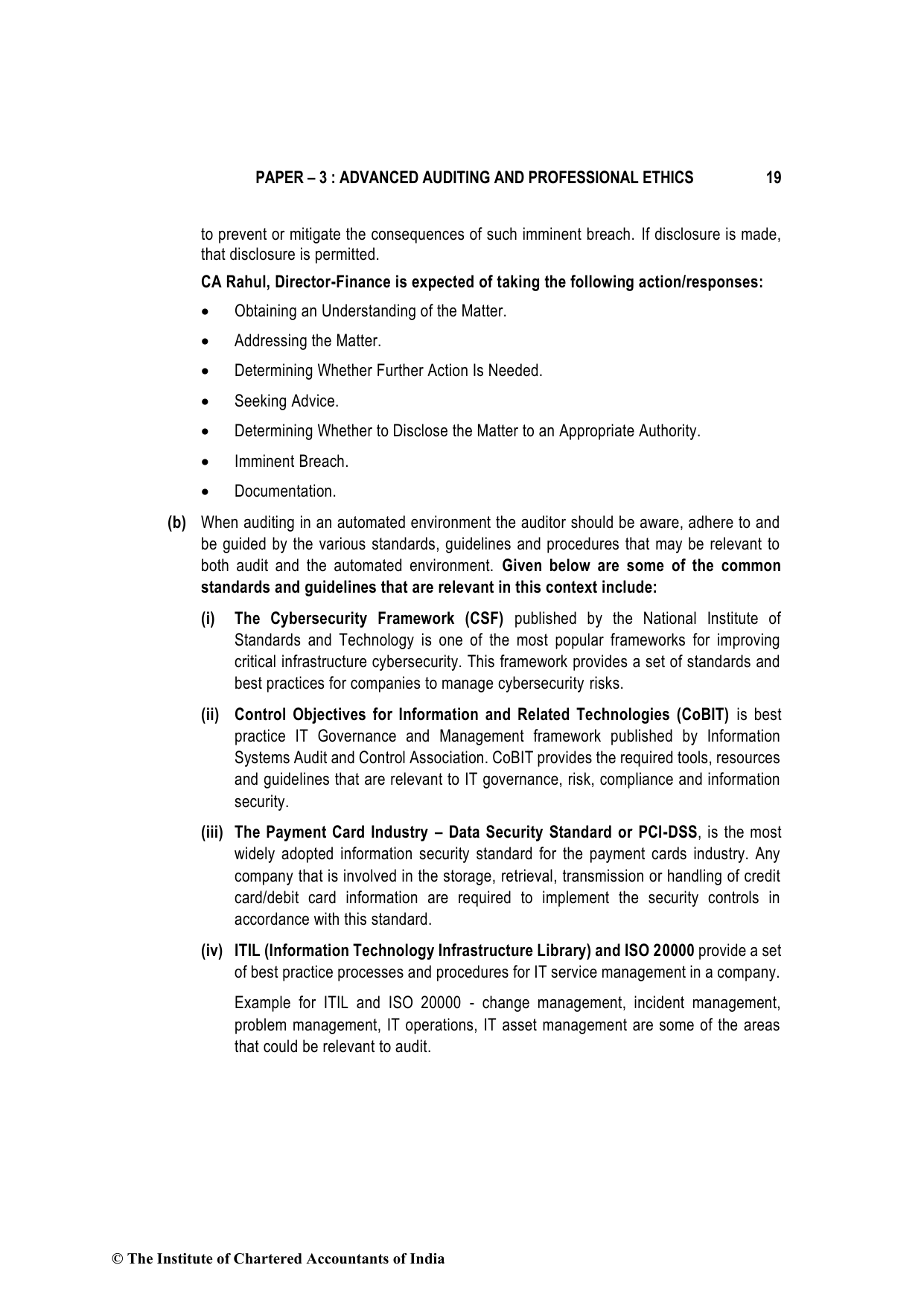 Advanced Auditing, Assurance and Professional Ethics May 2023, question page 19