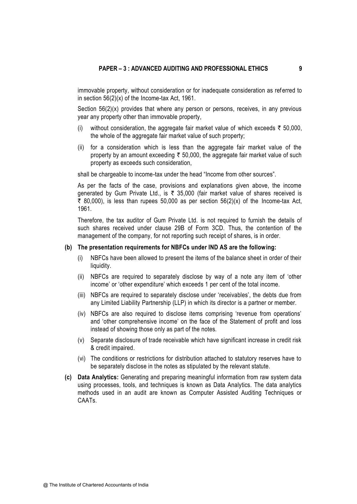 Advanced Auditing, Assurance and Professional Ethics November 2023, question page 9
