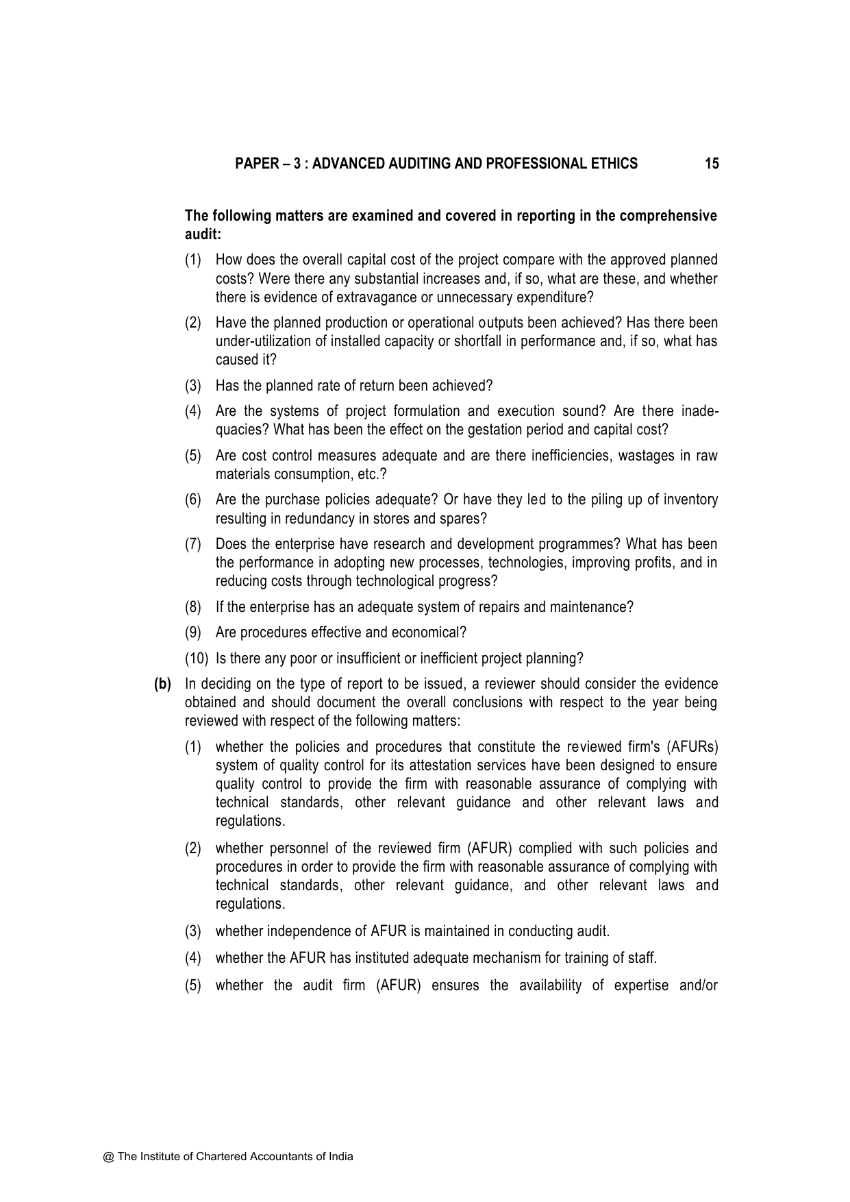 Advanced Auditing, Assurance and Professional Ethics November 2023, question page 15