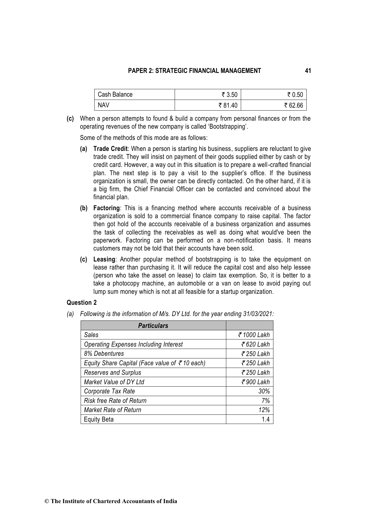 Advanced Financial Management December 2021, question page 5