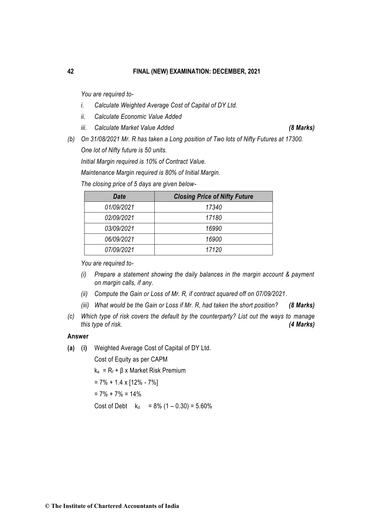 Advanced Financial Management December 2021, question page 6