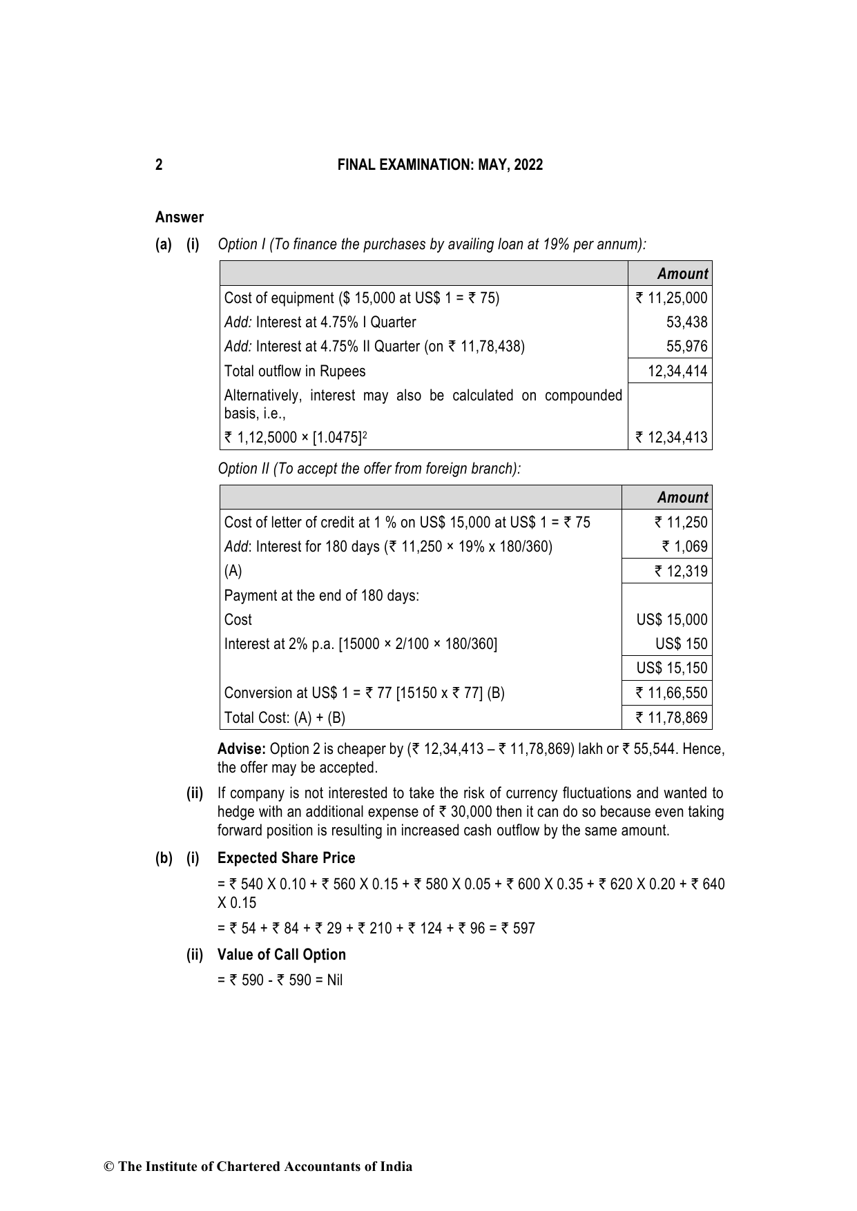 Advanced Financial Management May 2022, question page 2