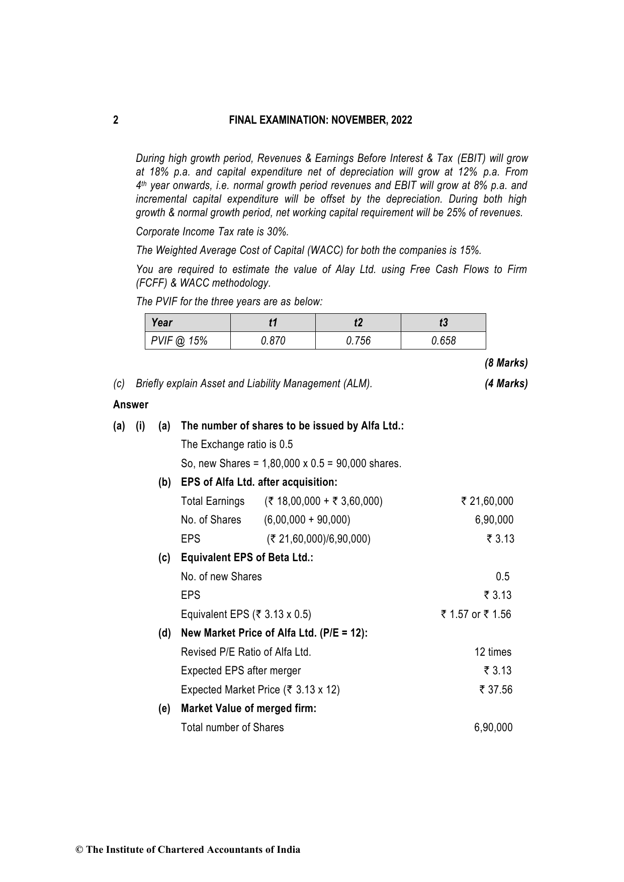 Advanced Financial Management November 2022, question page 2