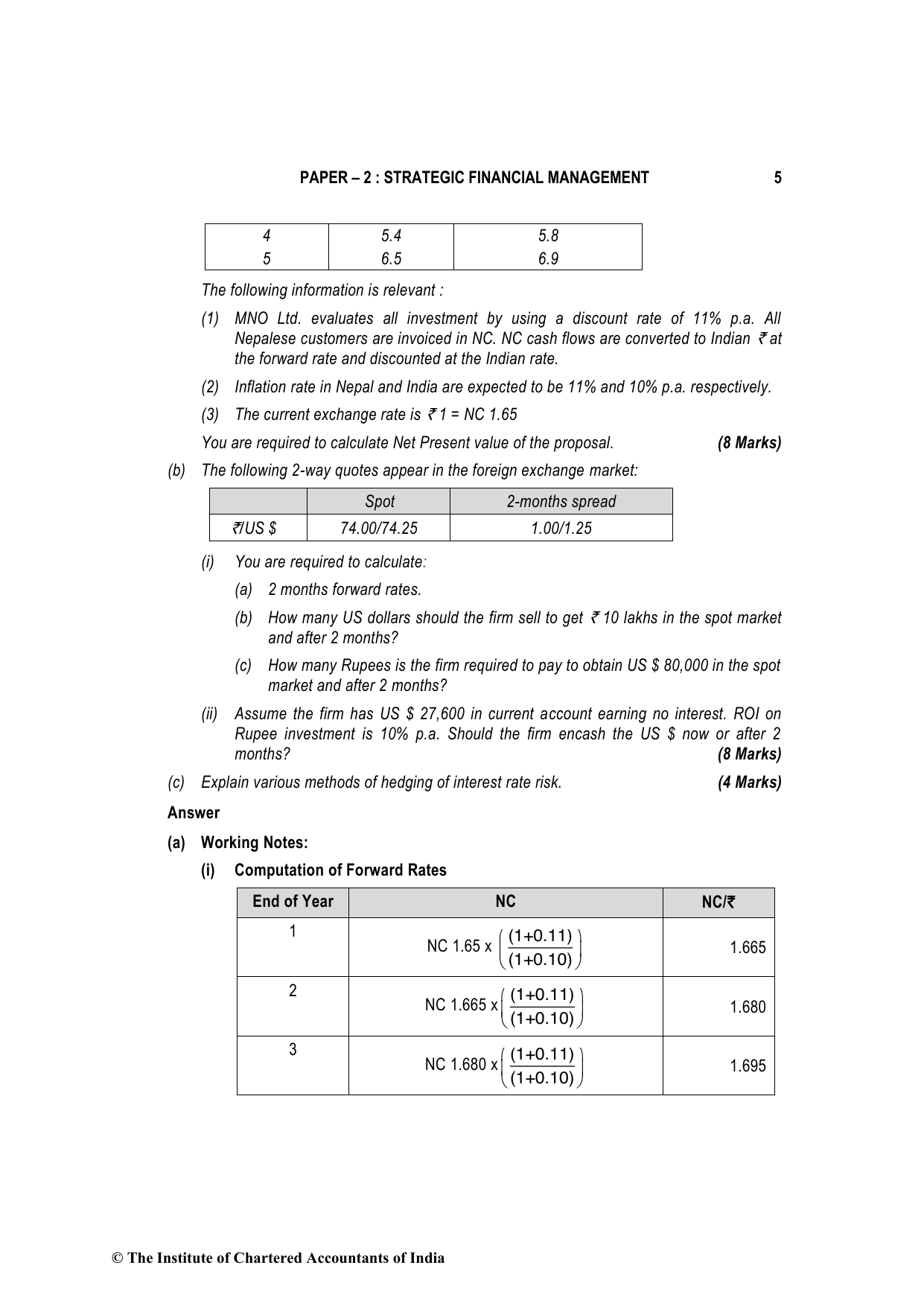 Advanced Financial Management November 2022, question page 5