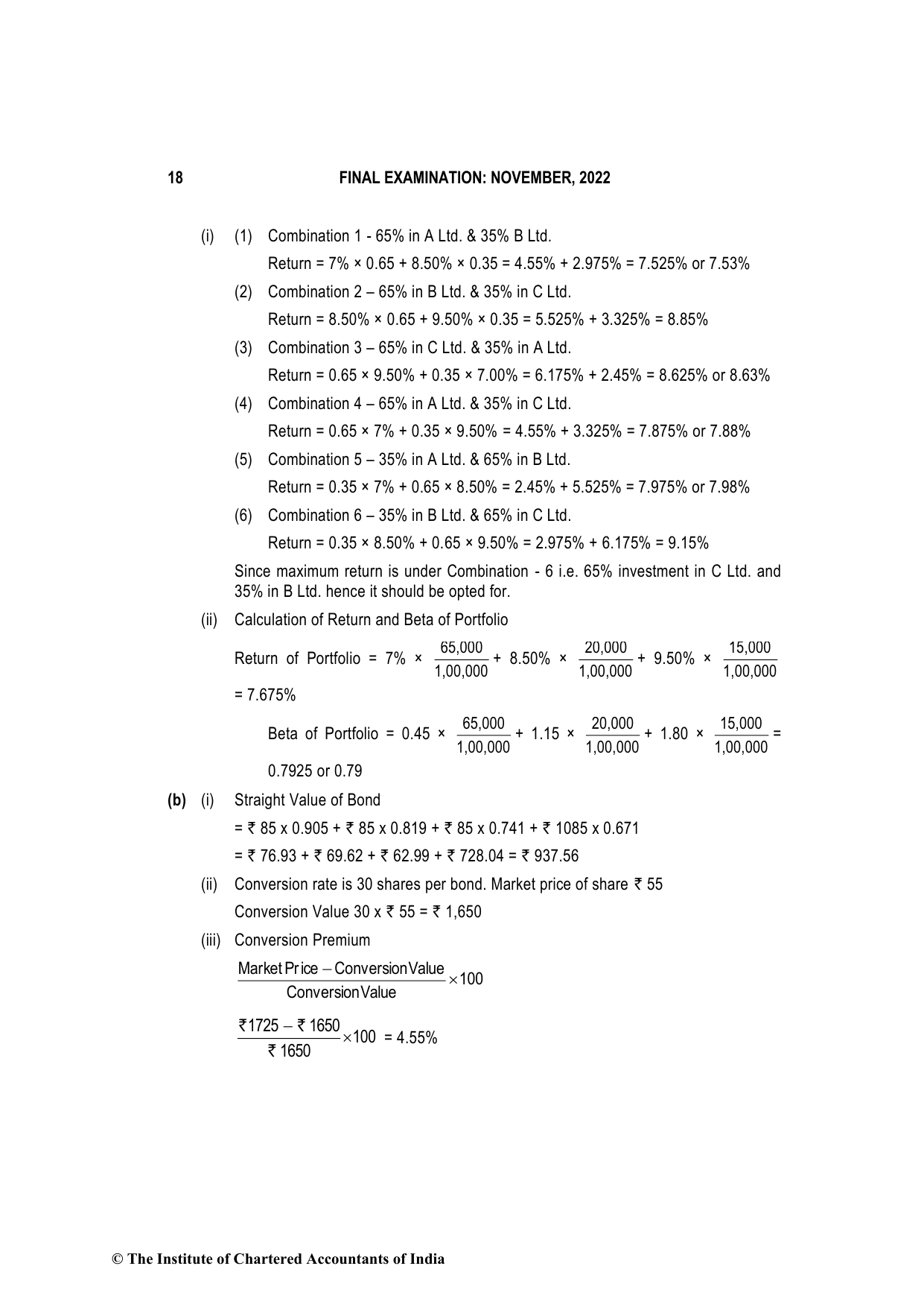 Advanced Financial Management November 2022, question page 18