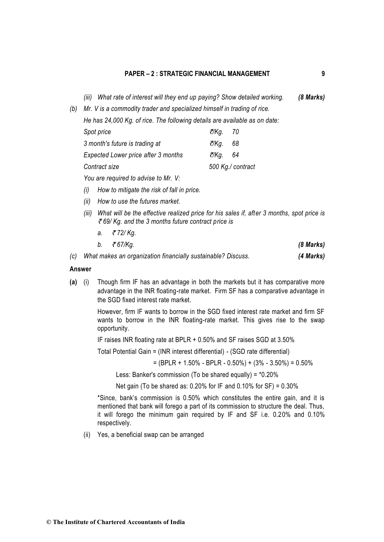 Advanced Financial Management May 2023, question page 9