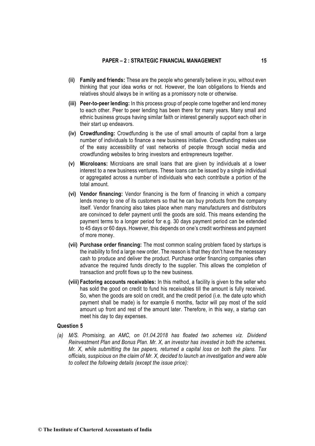 Advanced Financial Management May 2023, question page 15