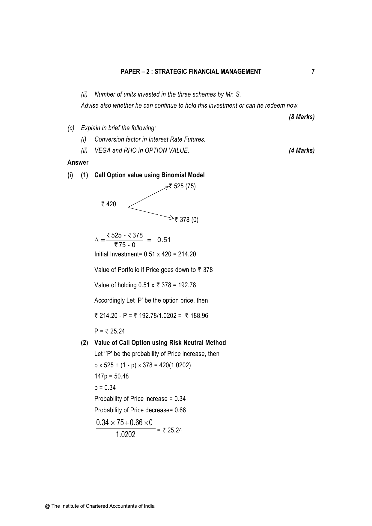 Advanced Financial Management November 2023, question page 7