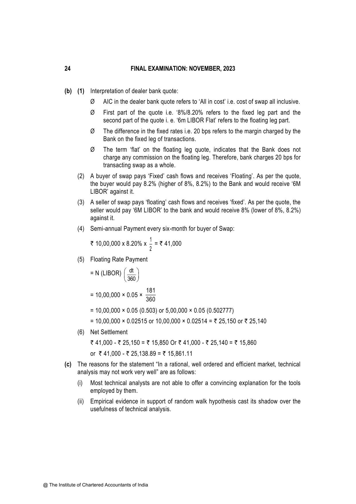 Advanced Financial Management November 2023, question page 24