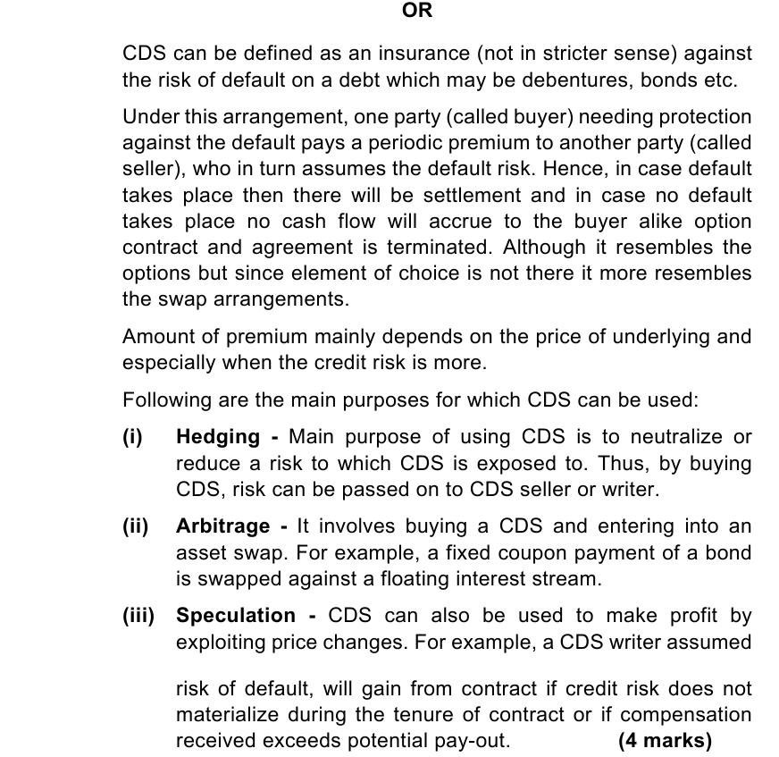 ICAI answer to AFM Mock Test 1, Question 2(c) OR alternative