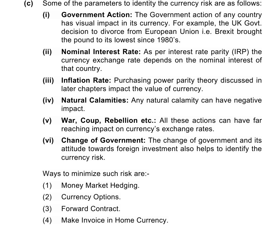 ICAI answer to AFM Mock Test 1, Question 6(c)