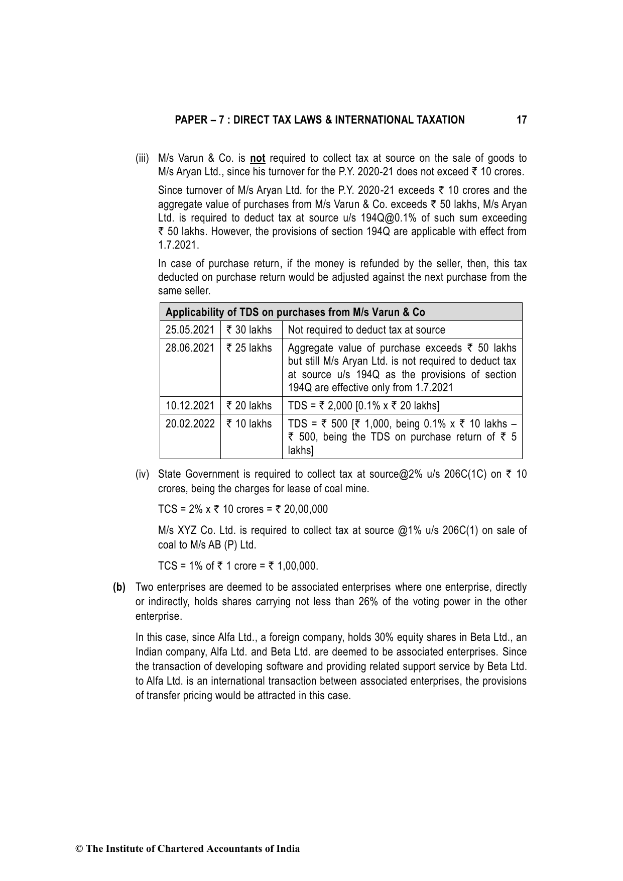 Direct Tax Laws & International Taxation May 2022, question page 17