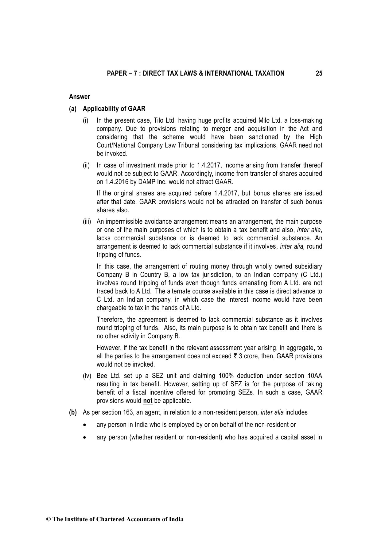 Direct Tax Laws & International Taxation November 2022, question page 25