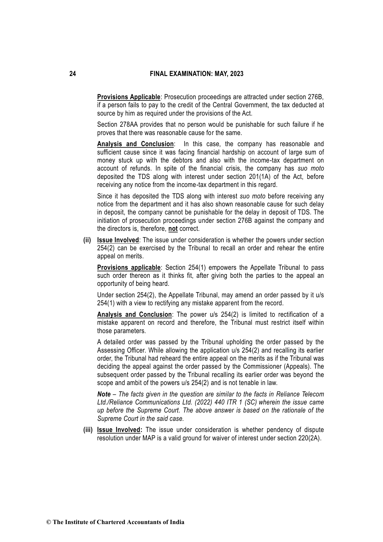 Direct Tax Laws & International Taxation May 2023, question page 24
