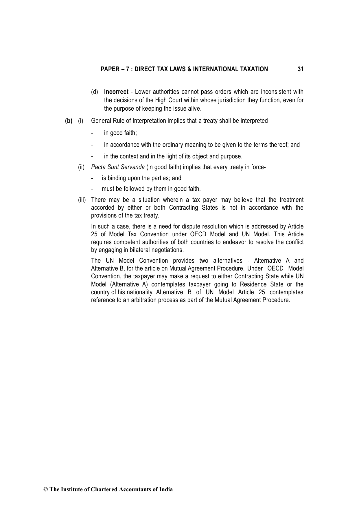 Direct Tax Laws & International Taxation May 2023, question page 31