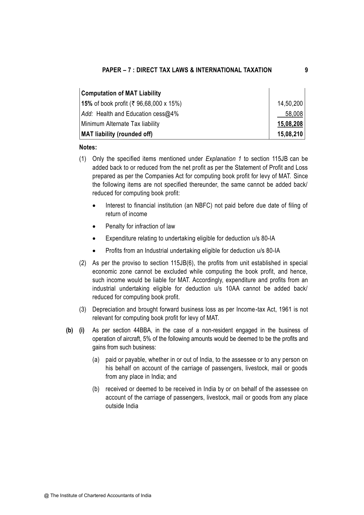 Direct Tax Laws & International Taxation November 2023, question page 9
