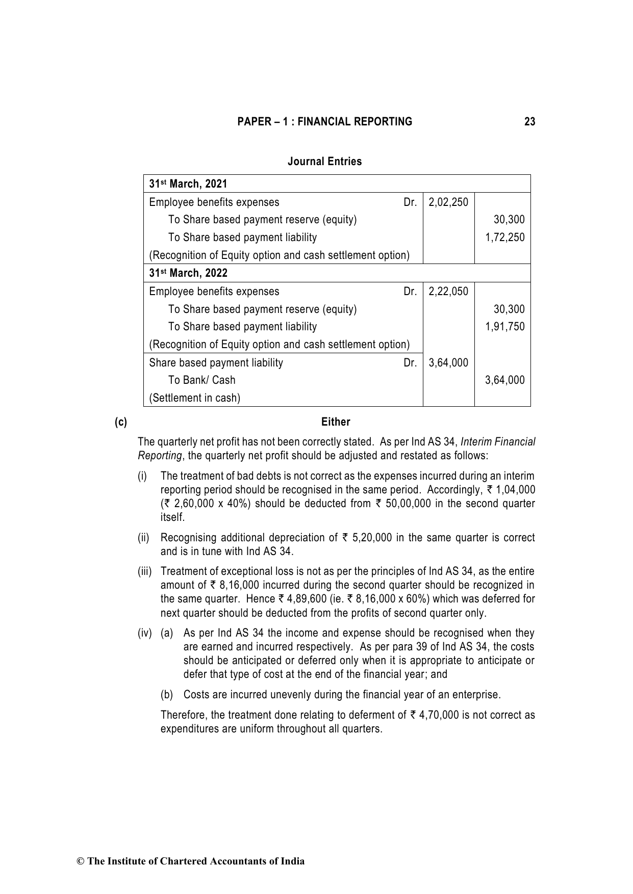 Financial Reporting December 2021, question page 23