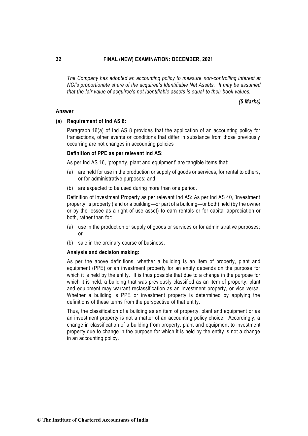 Financial Reporting December 2021, question page 32