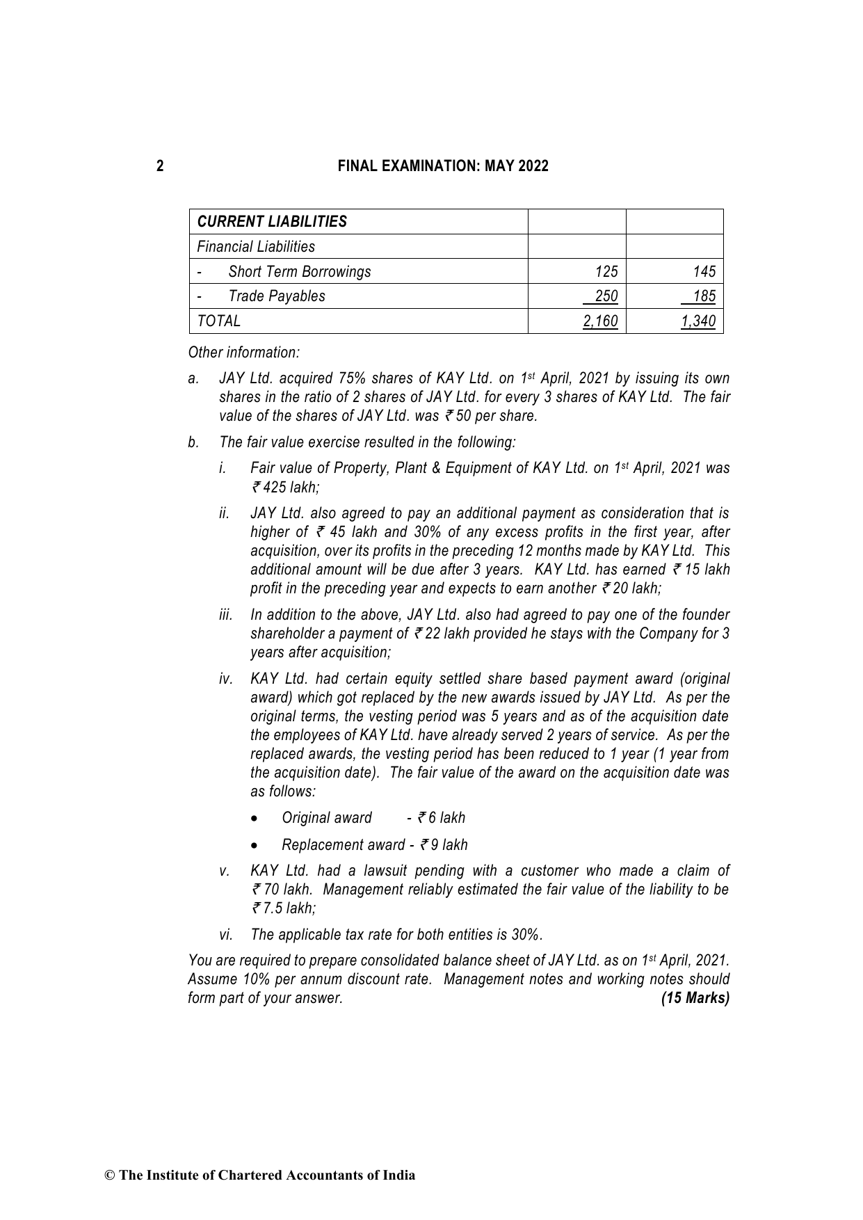 Financial Reporting May 2022, question page 2