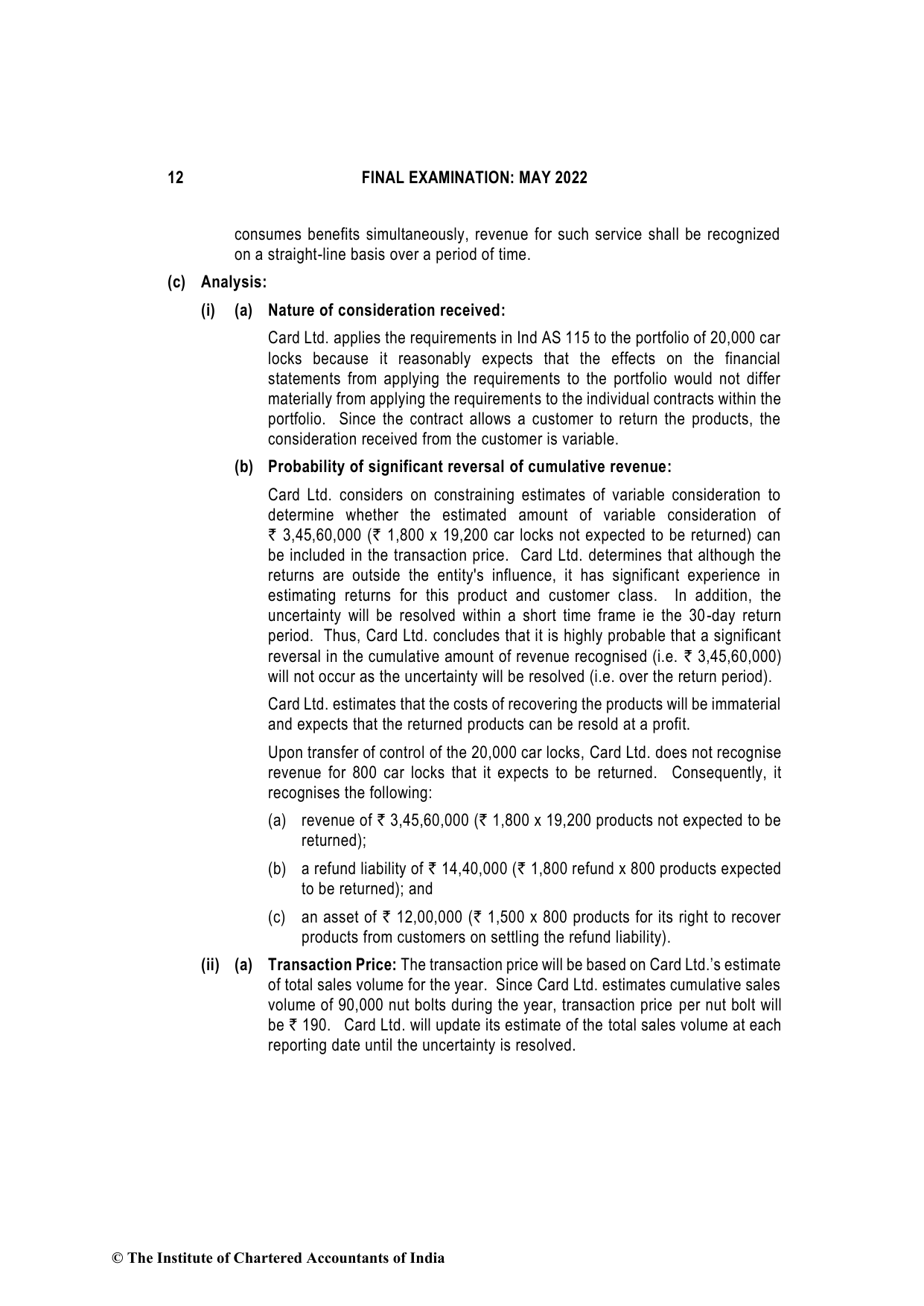 Financial Reporting May 2022, question page 12