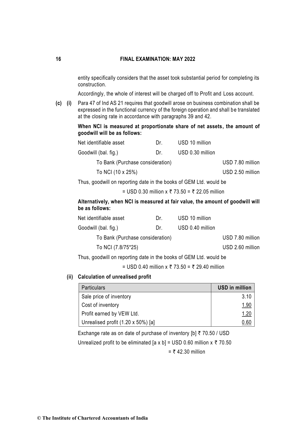 Financial Reporting May 2022, question page 16