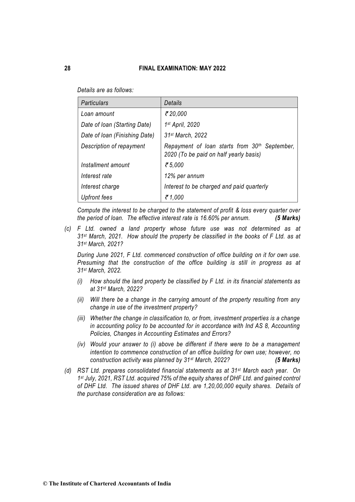 Financial Reporting May 2022, question page 28