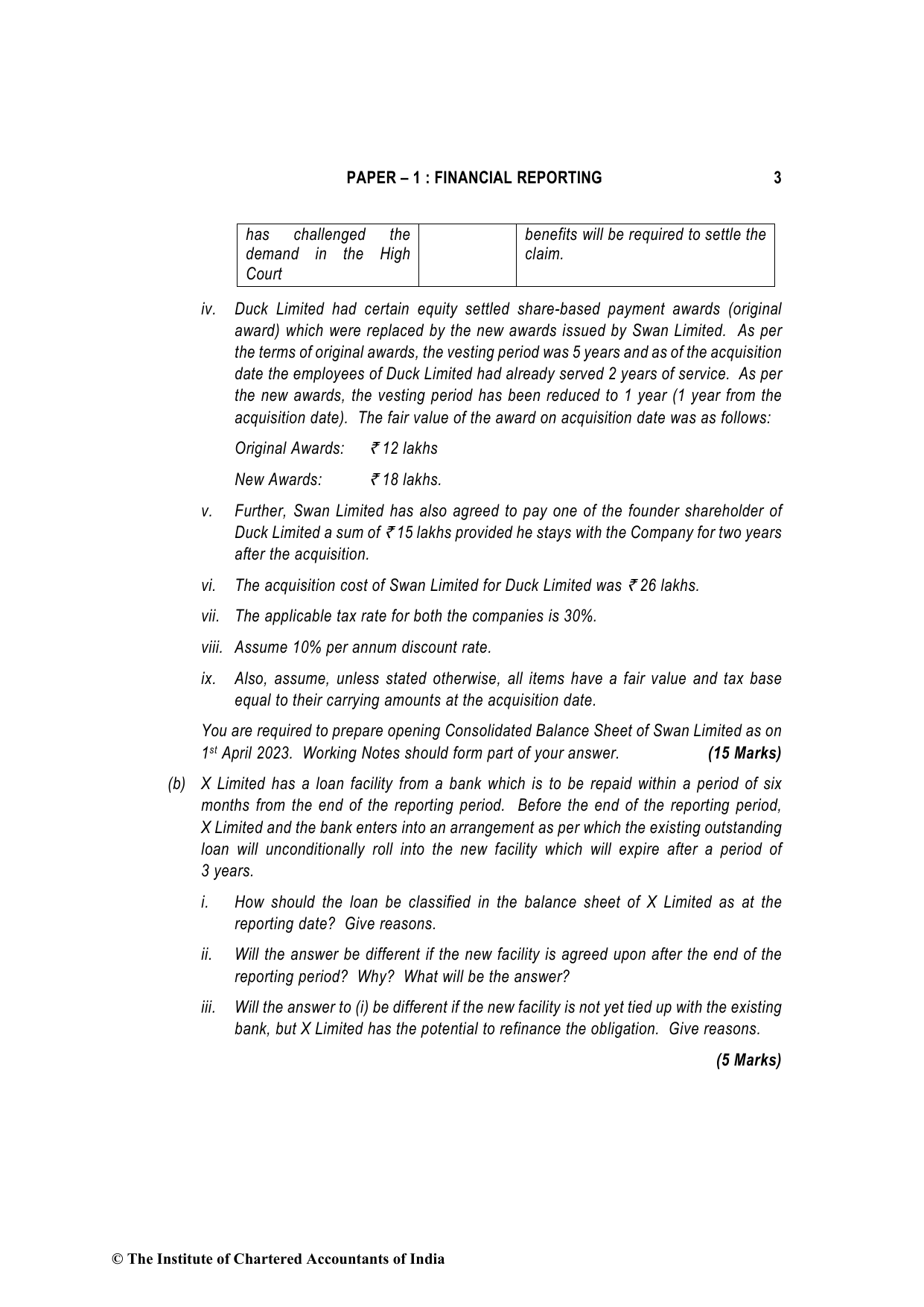 Financial Reporting May 2023, question page 3