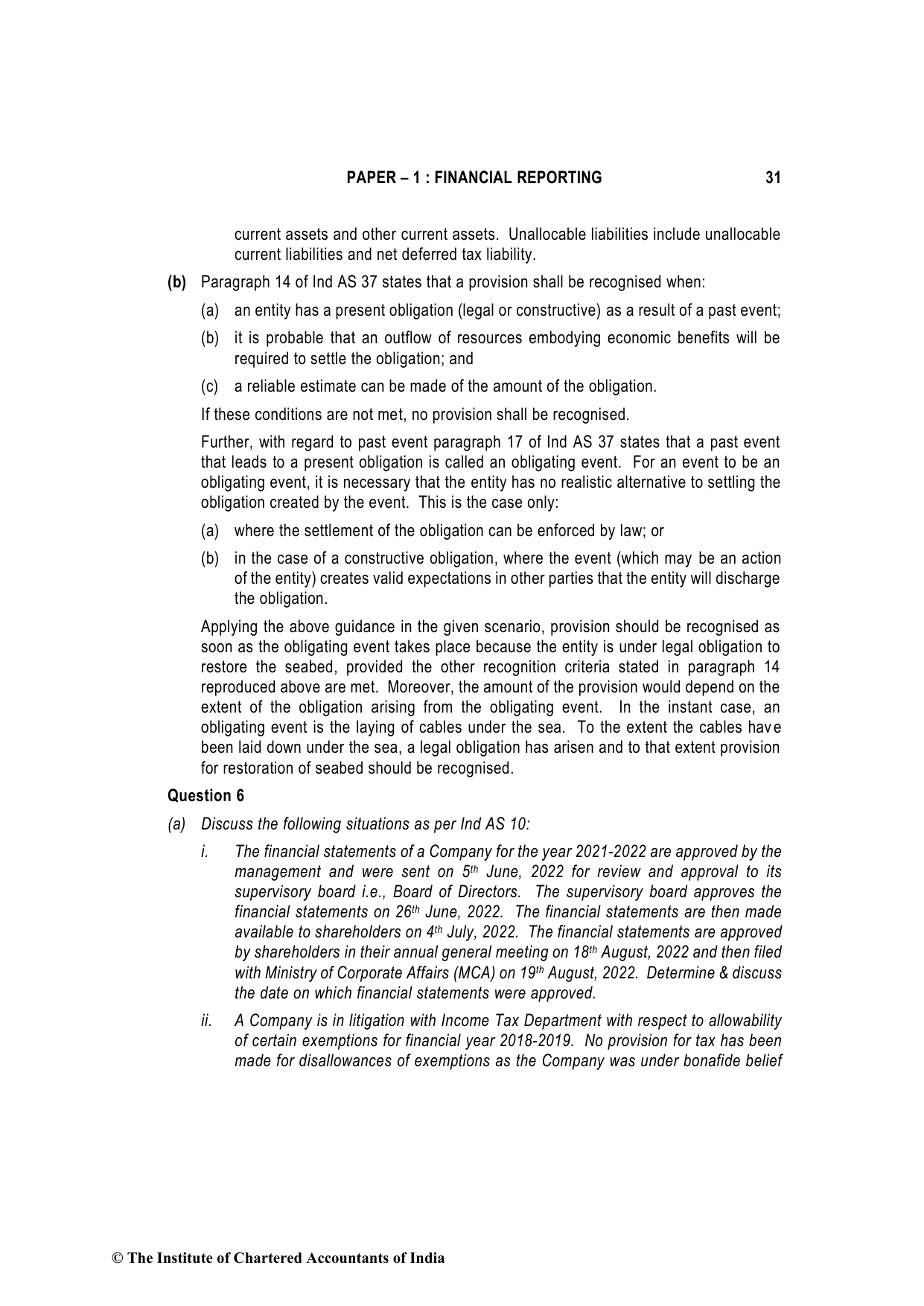 Financial Reporting May 2023, question page 31
