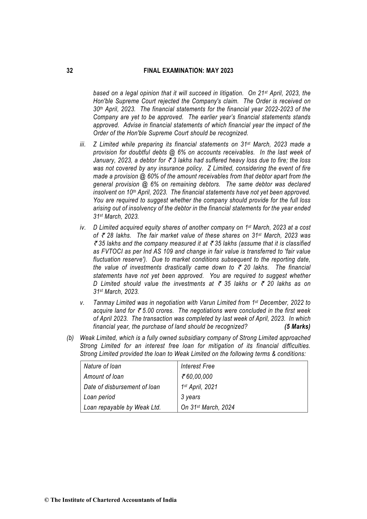 Financial Reporting May 2023, question page 32