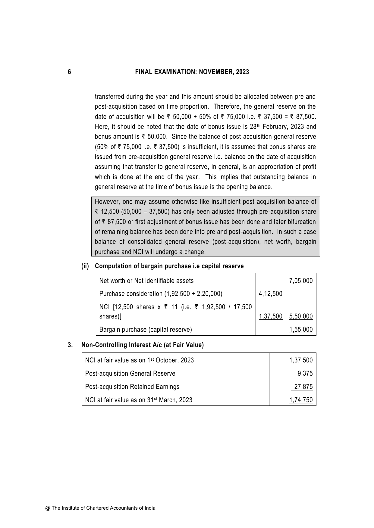 Financial Reporting November 2023, question page 6