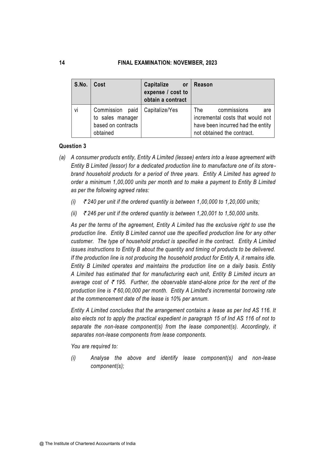 Financial Reporting November 2023, question page 14