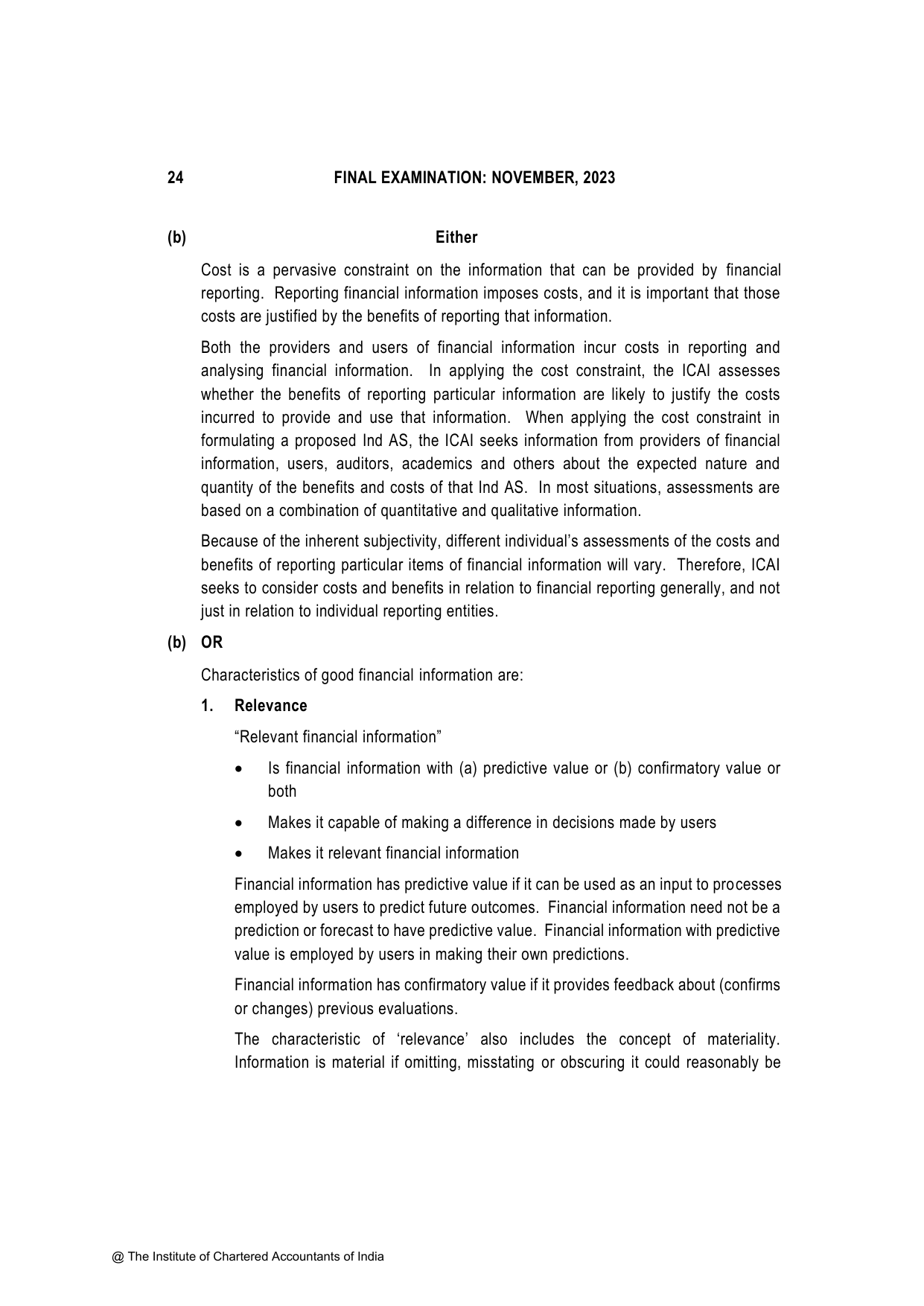 Financial Reporting November 2023, question page 24