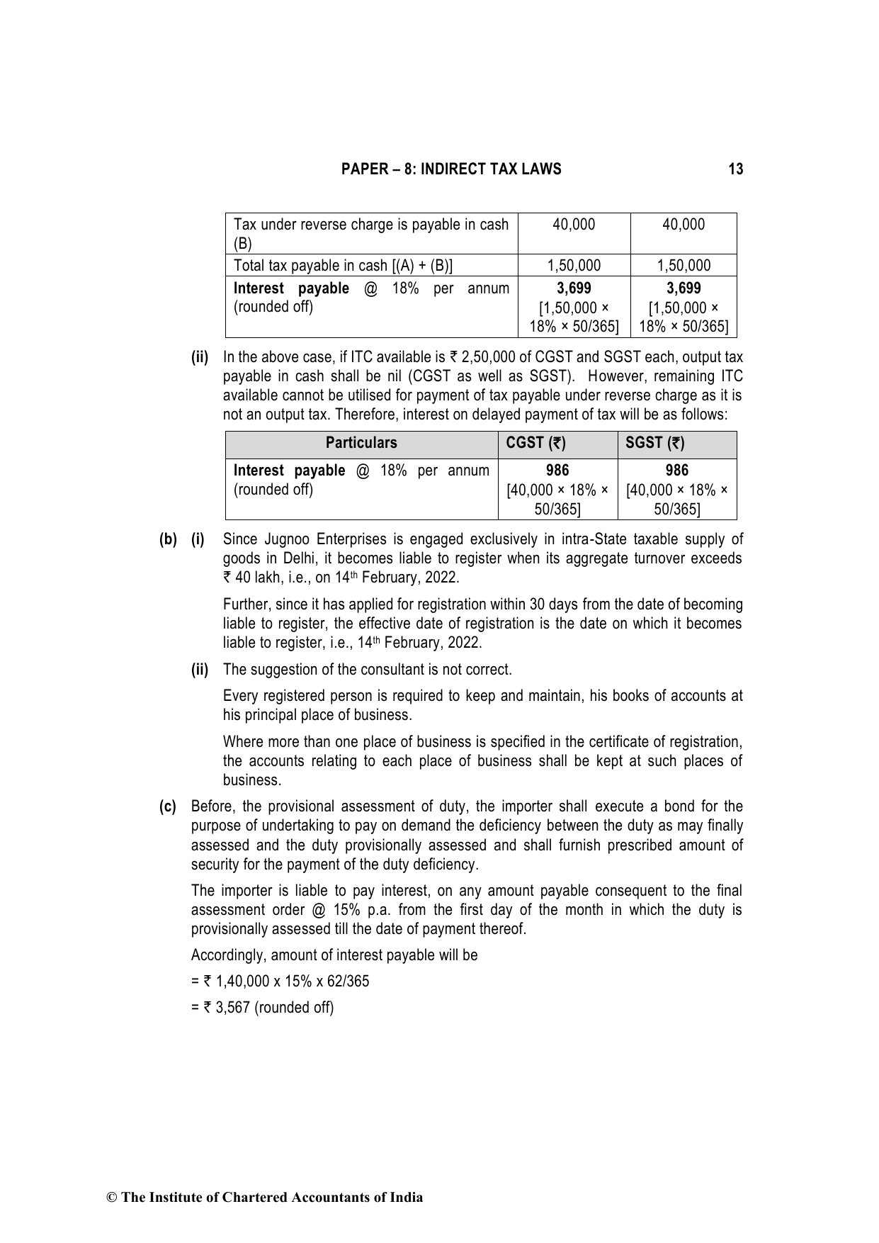 Indirect Tax Laws May 2022, question page 13