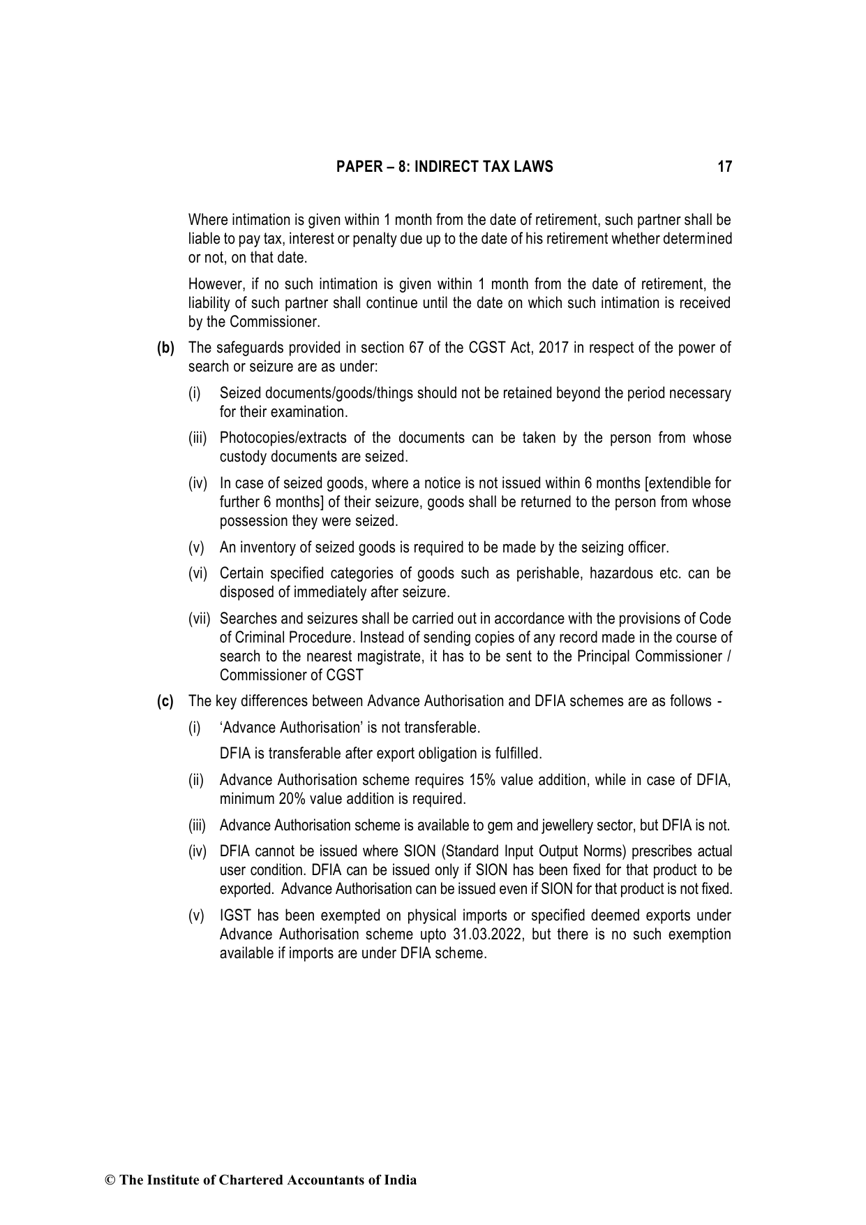 Indirect Tax Laws May 2022, question page 17
