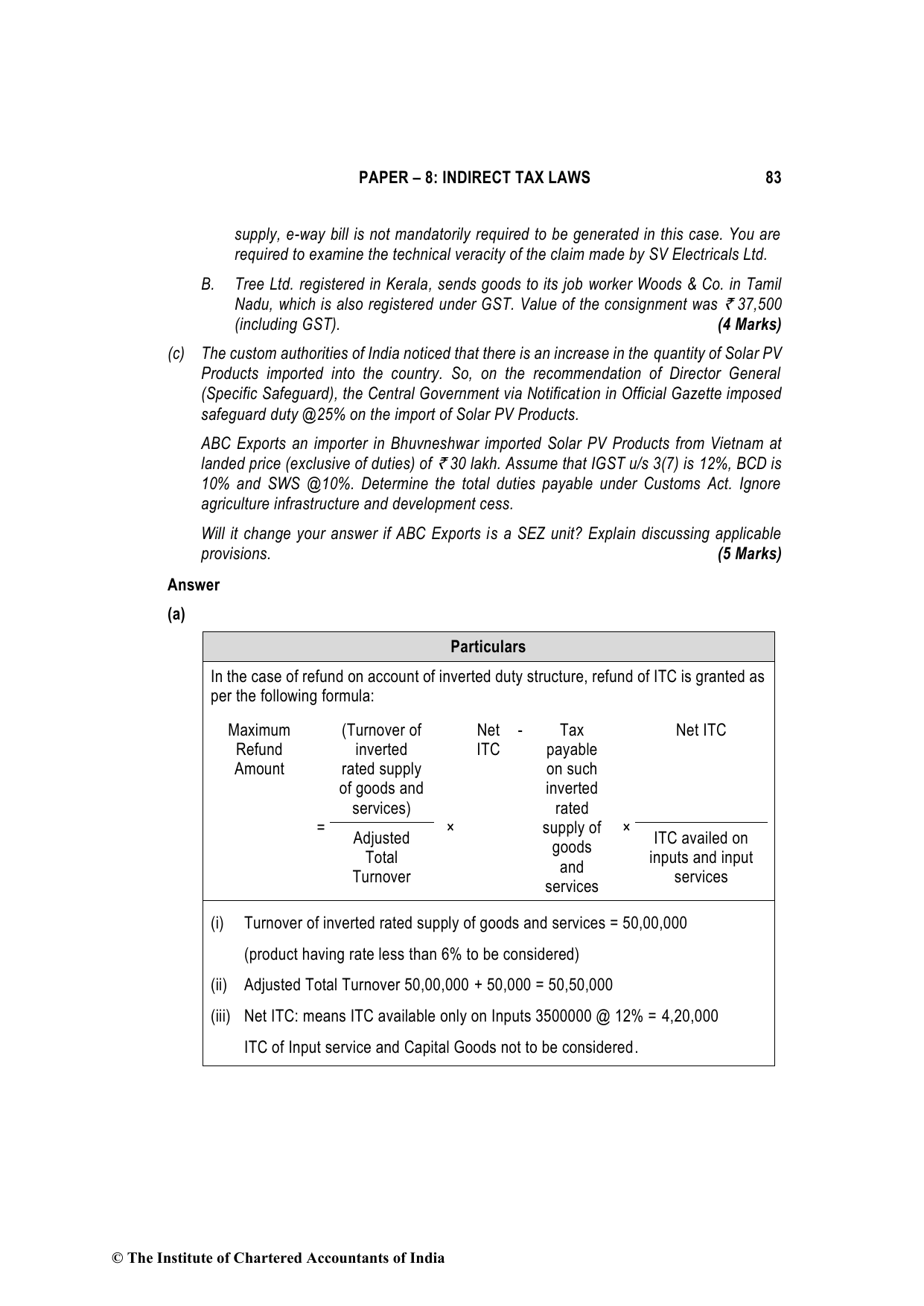 Indirect Tax Laws May 2023, question page 14