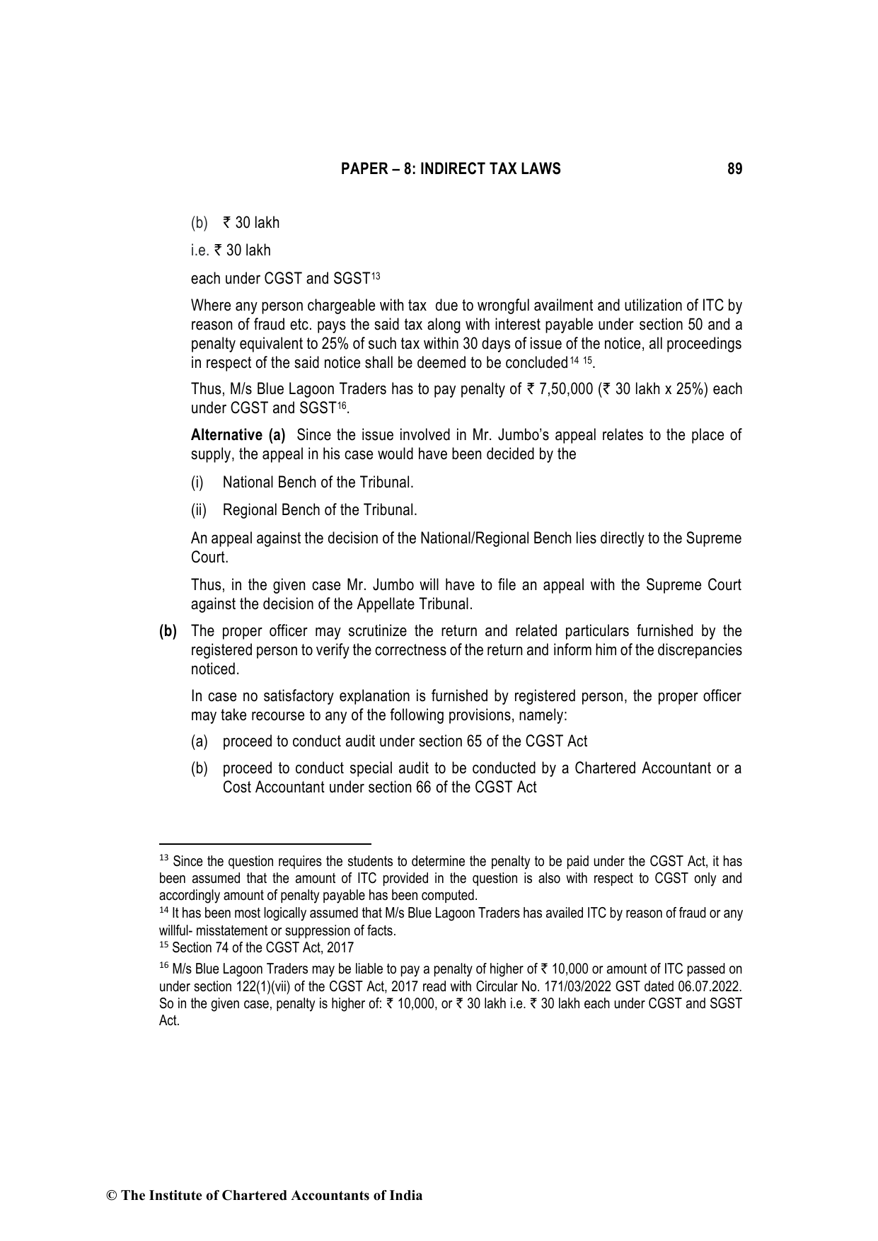 Indirect Tax Laws May 2023, question page 20