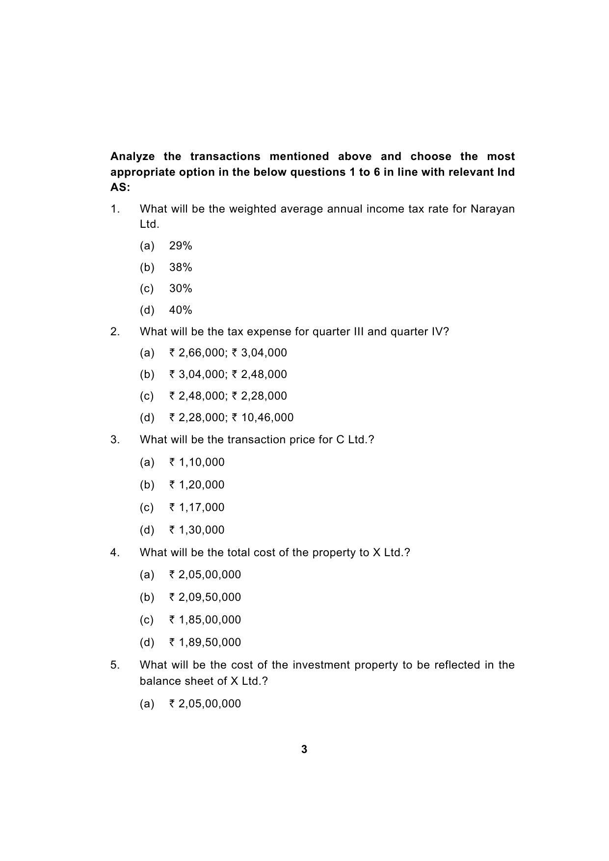 Paper 1: Financial Reporting — Model Test Paper 1, question page 3