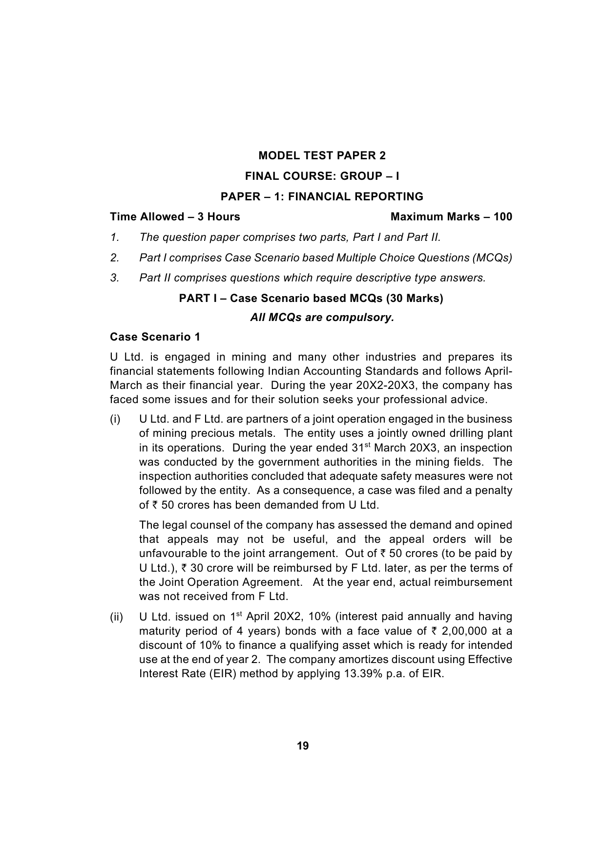 Paper 1: Financial Reporting — Model Test Paper 2, question page 1