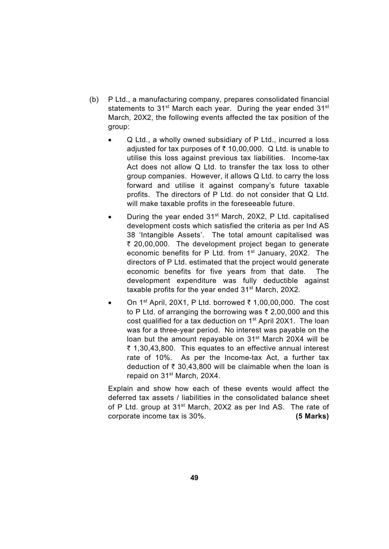 Paper 1: Financial Reporting — Model Test Paper 3, question page 15