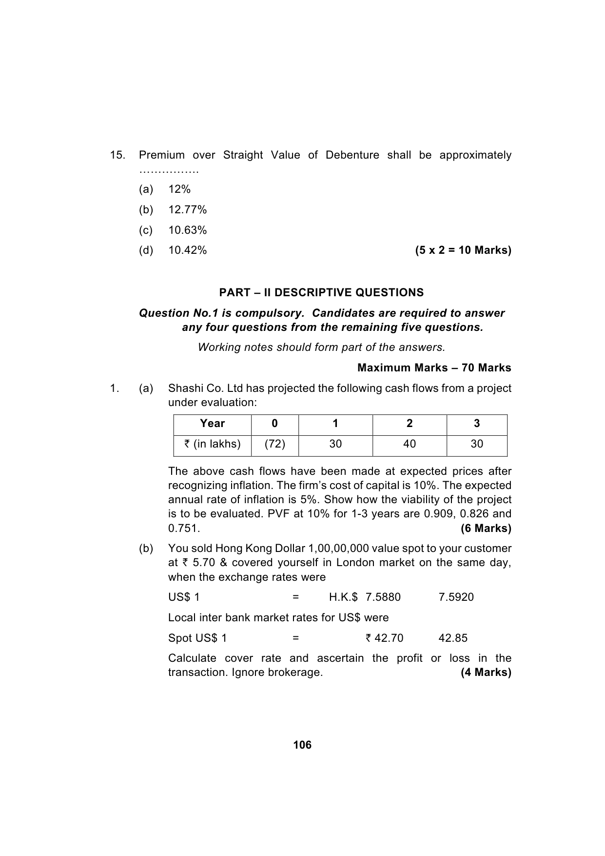 Paper 2: Advanced Financial Management — Model Test Paper 1, question page 6