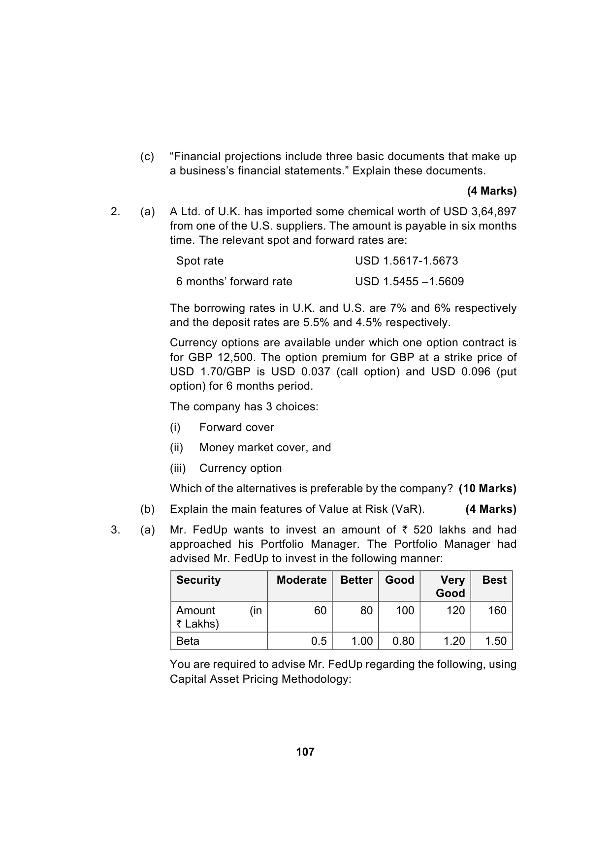 Paper 2: Advanced Financial Management — Model Test Paper 1, question page 7