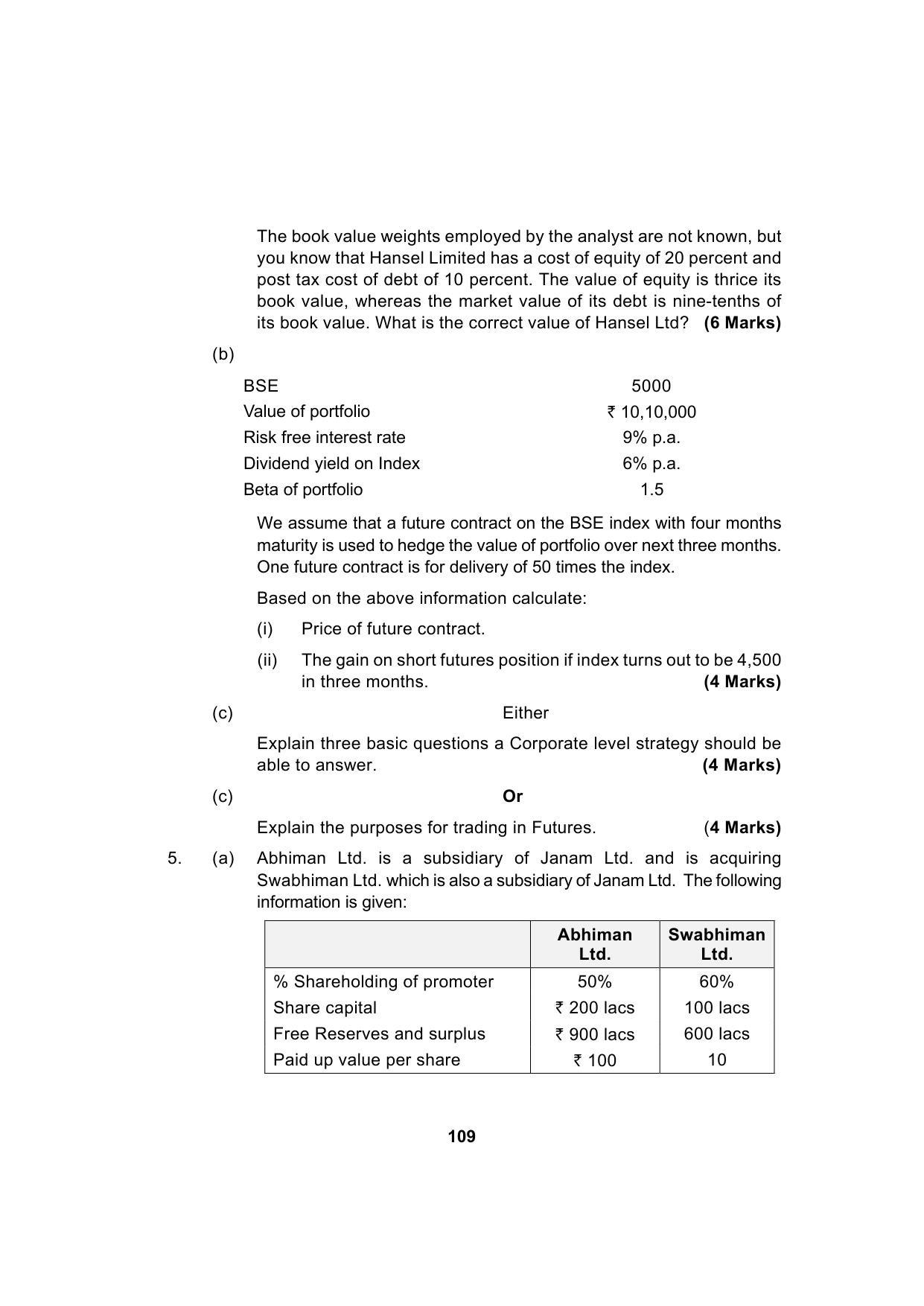 Paper 2: Advanced Financial Management — Model Test Paper 1, question page 9