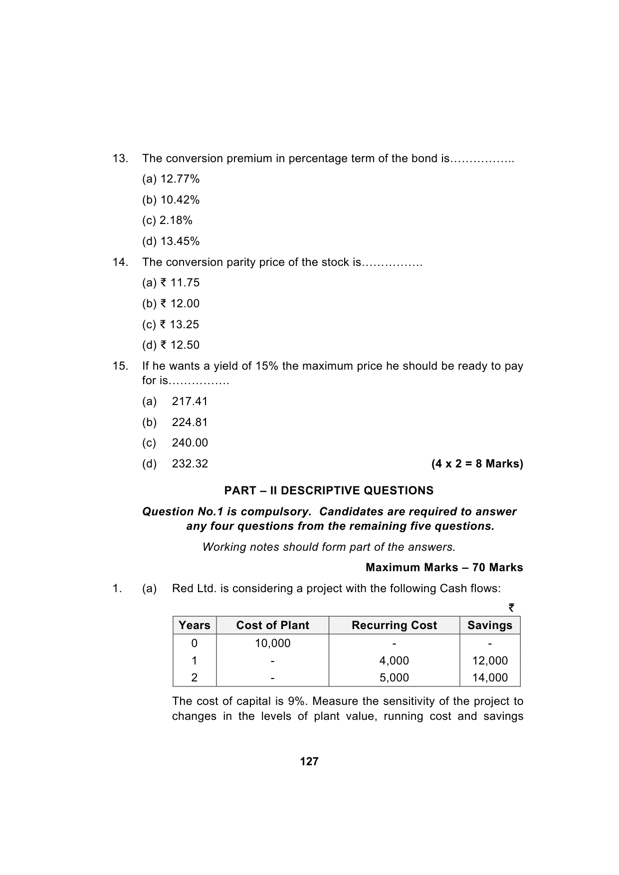 Paper 2: Advanced Financial Management — Model Test Paper 3, question page 5