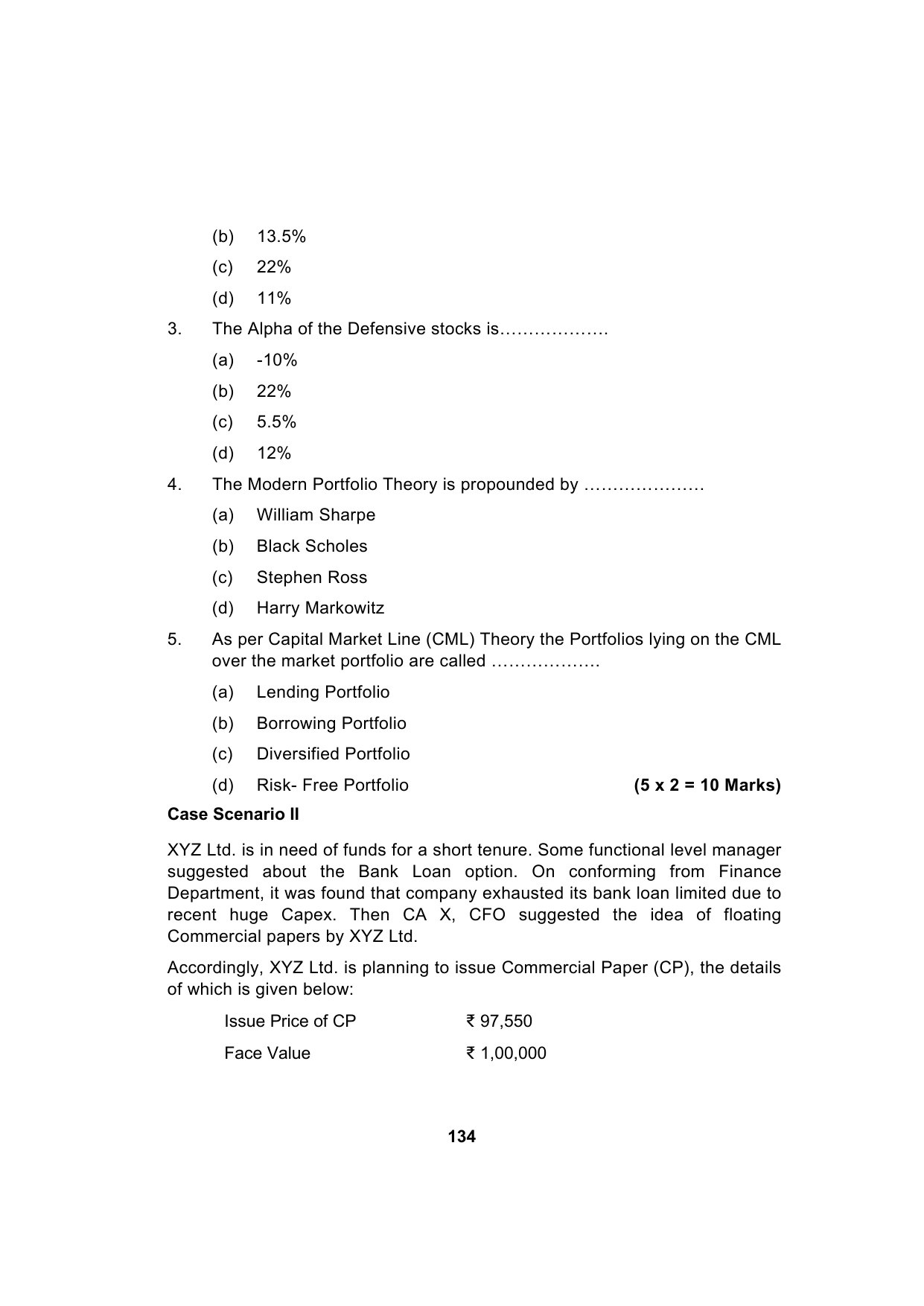 Paper 2: Advanced Financial Management — Model Test Paper 4, question page 2