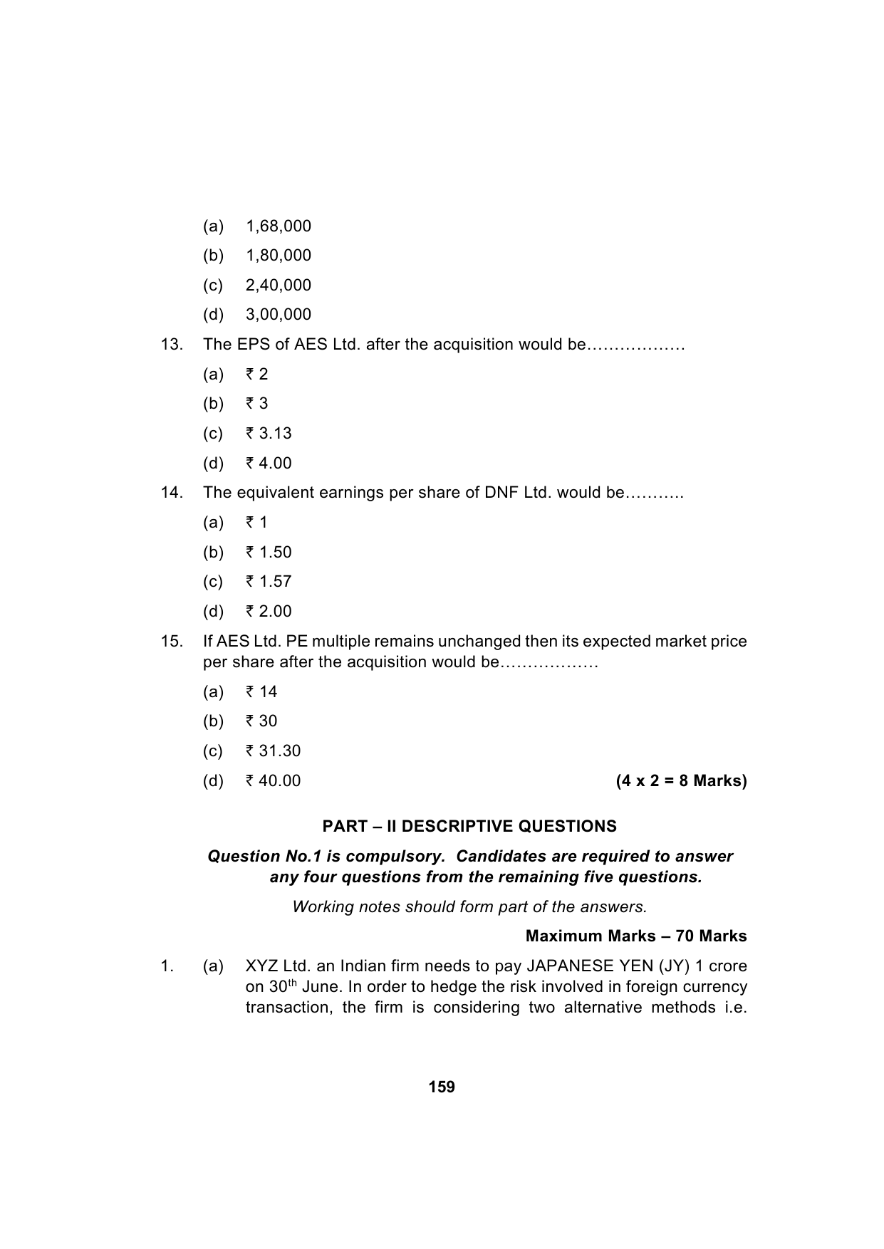 Paper 2: Advanced Financial Management — Model Test Paper 6, question page 5